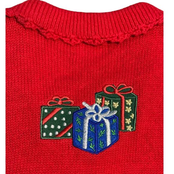Designers Originals Christmas Sweater Vest Women's M Embroidered Tree Presents - Picture 9 of 9